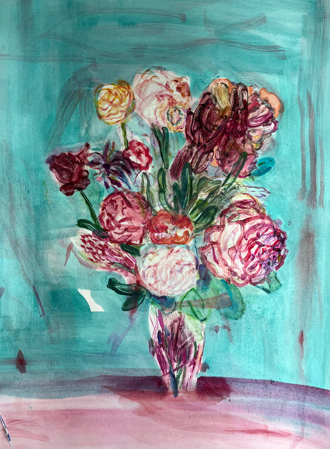 Floral arrangement: Turquoise & Pink